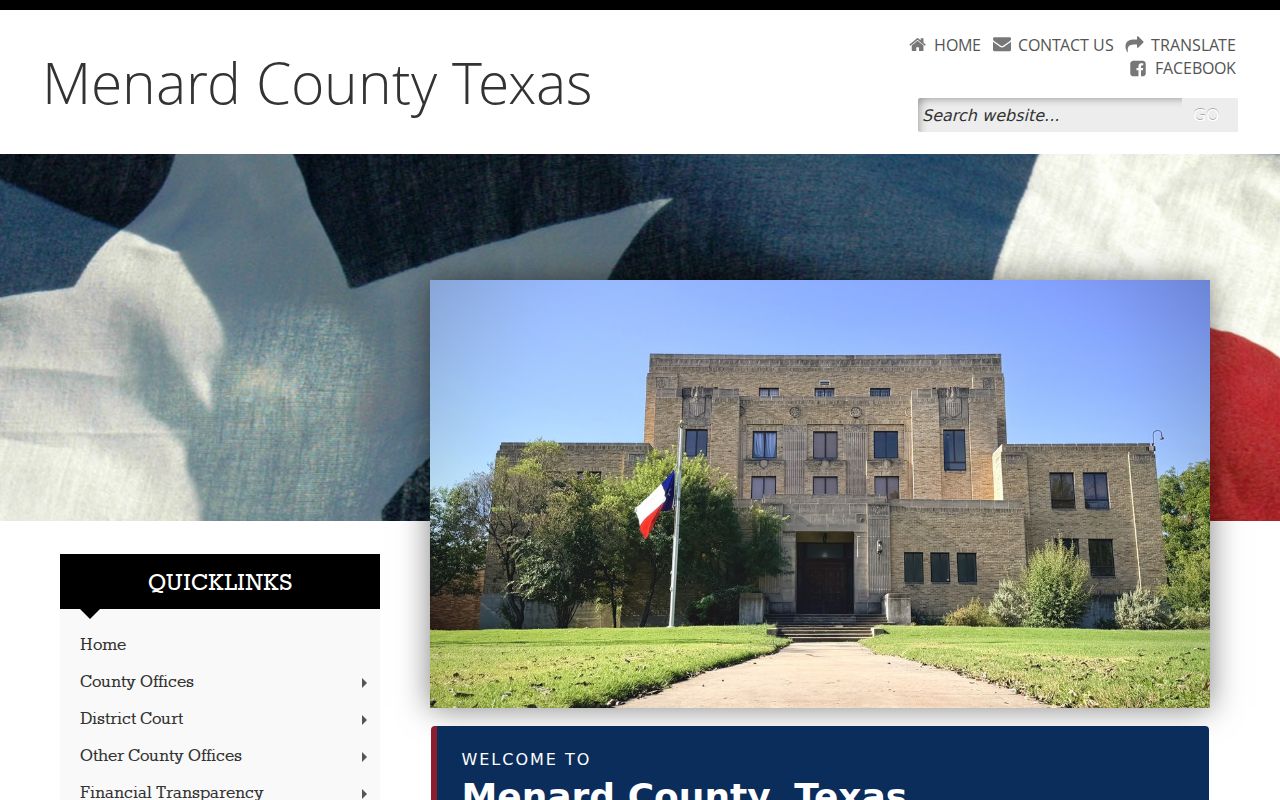 Menard County official homepage with courthouse and current public notices